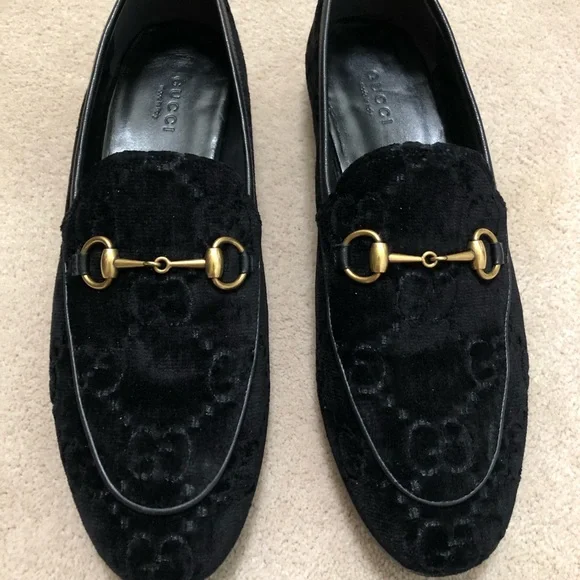 Gucci Jordaan Velvet GG Loafers - Picture 1 of 5